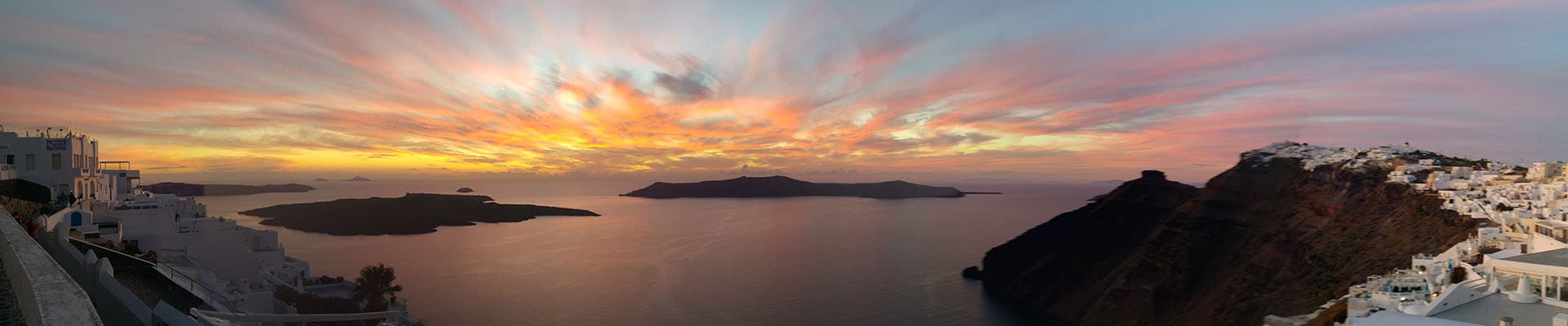 Sunset over the Santorini caldera